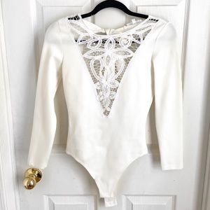 Plunge Neck Lace Body Suit